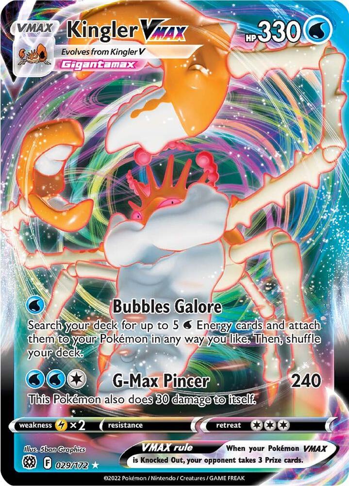 Pokemon Brilliant Stars Kingler VMAX 029/172 Ultra Rare Holo Card - stylecreep.com