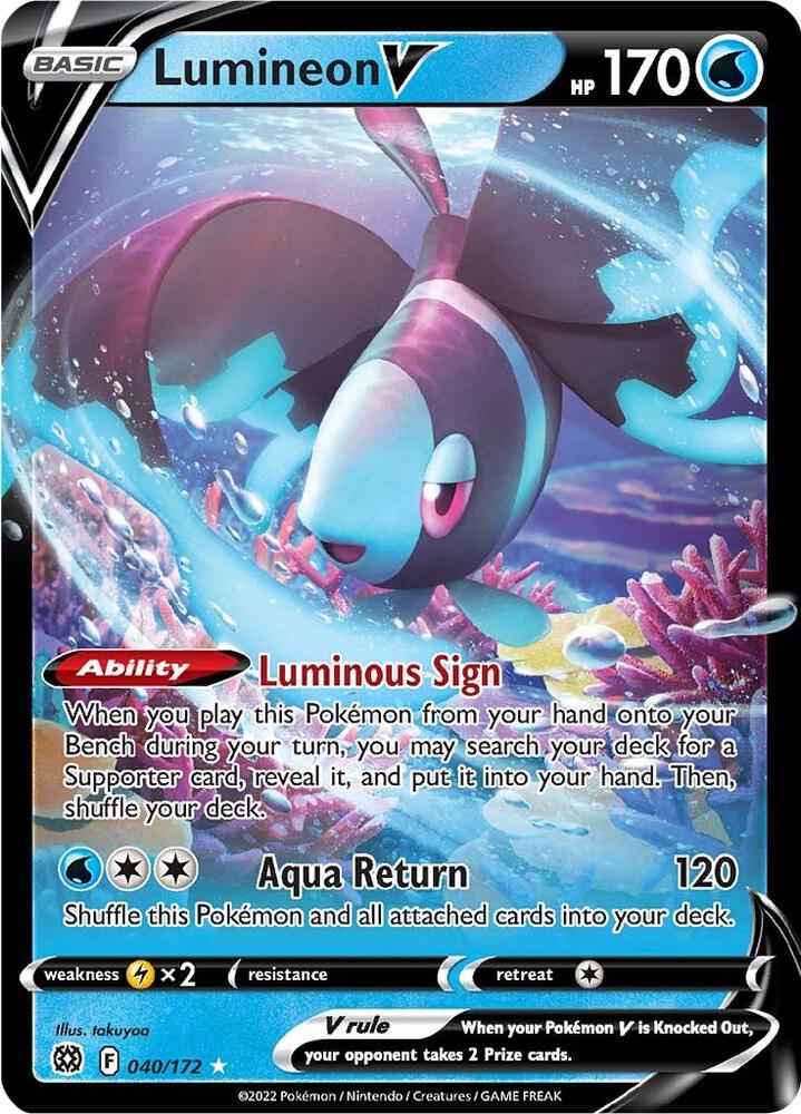 Pokemon Brilliant Stars Lumineon V 040/172 Ultra Rare Holo Card