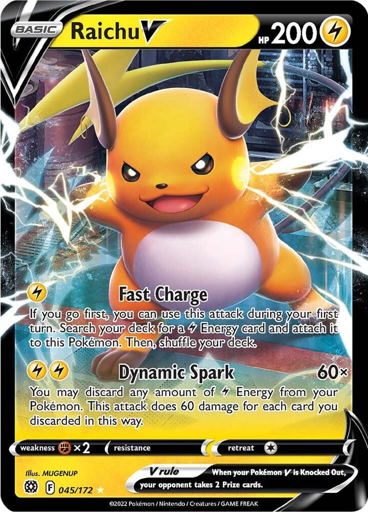 Pokemon Brilliant Stars Raichu V 045/172 Ultra Rare Holo Card - stylecreep.com