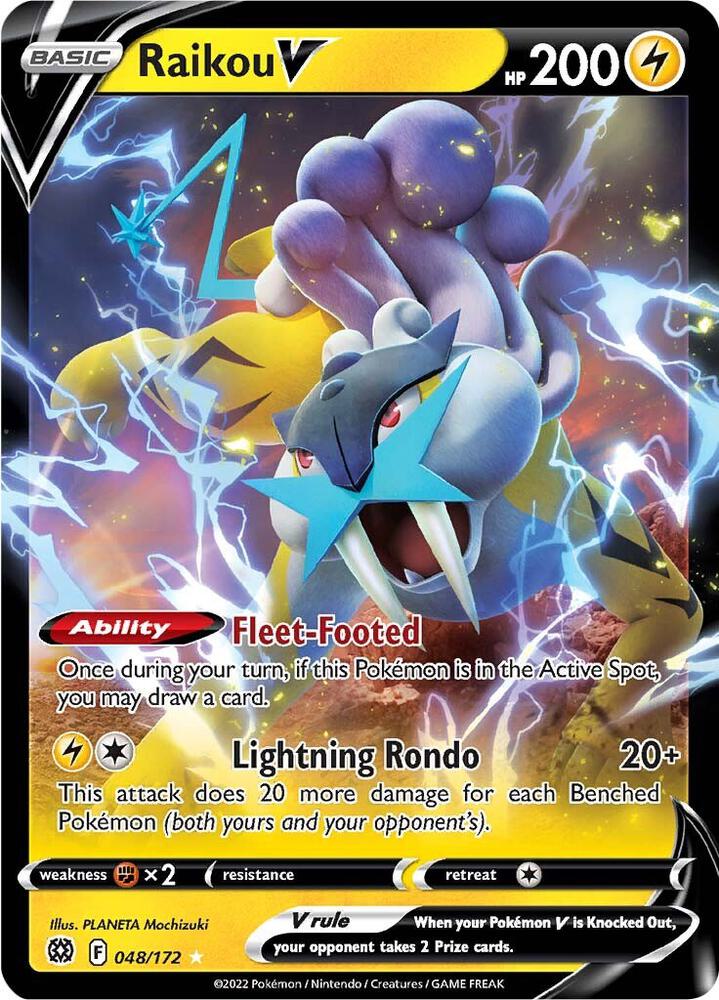 Pokemon Brilliant Stars Raikou V 048/172 Ultra Rare Holo Card - stylecreep.com