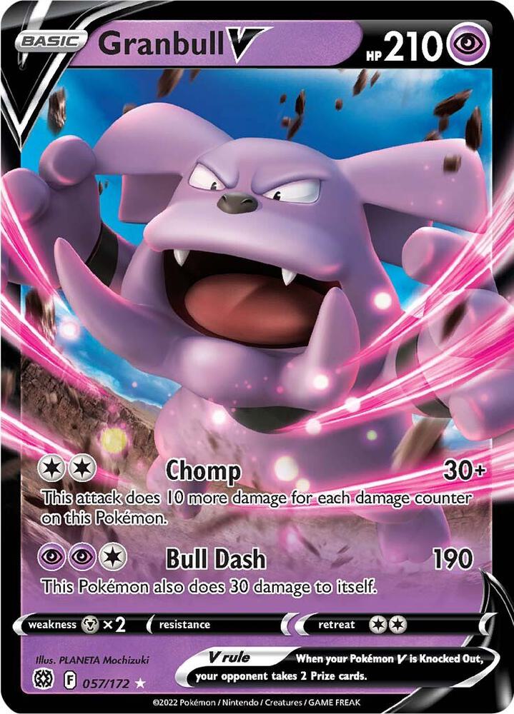 Pokemon Brilliant Stars Granbull V 057/172 Holo Rare Holo Card - stylecreep.com