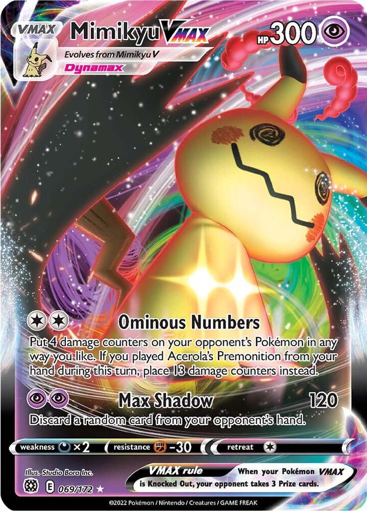 Pokemon Brilliant Stars Mimikyu VMAX 069/172 Ultra Rare Holo Card - stylecreep.com