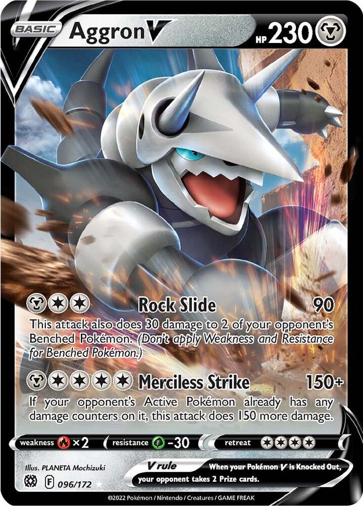 Pokemon Brilliant Stars Aggron V 096/172 Ultra Rare Holo Card