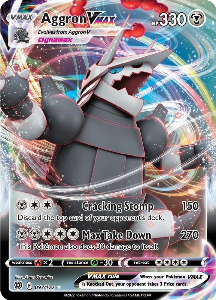 Pokemon Brilliant Stars Aggron VMAX 097/172 Ultra Rare Holo Card - stylecreep.com