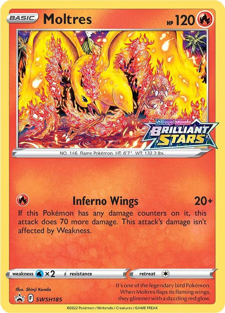 Pokemon Sword & Shield Promo Moltres SWSH185 Holo Card