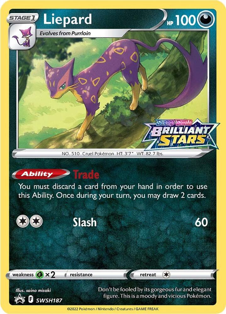 Pokemon Sword & Shield Promo Liepard SWSH187 Holo Card