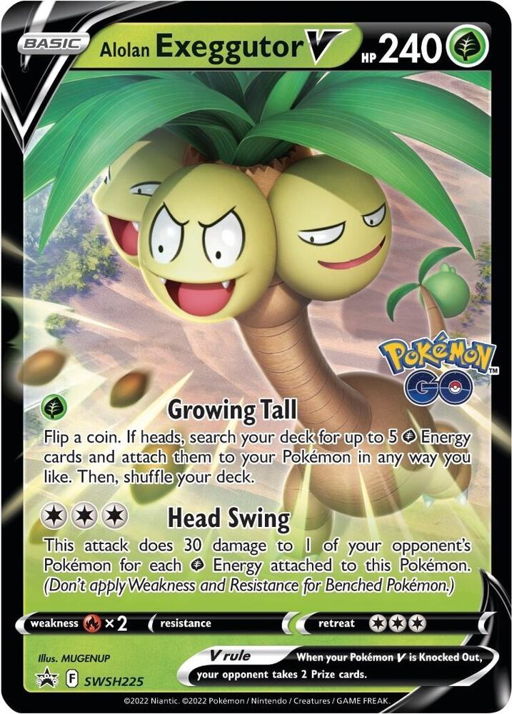 Pokemon Sword & Shield Promo Alolan Exeggutor V SWSH225 Holo Card