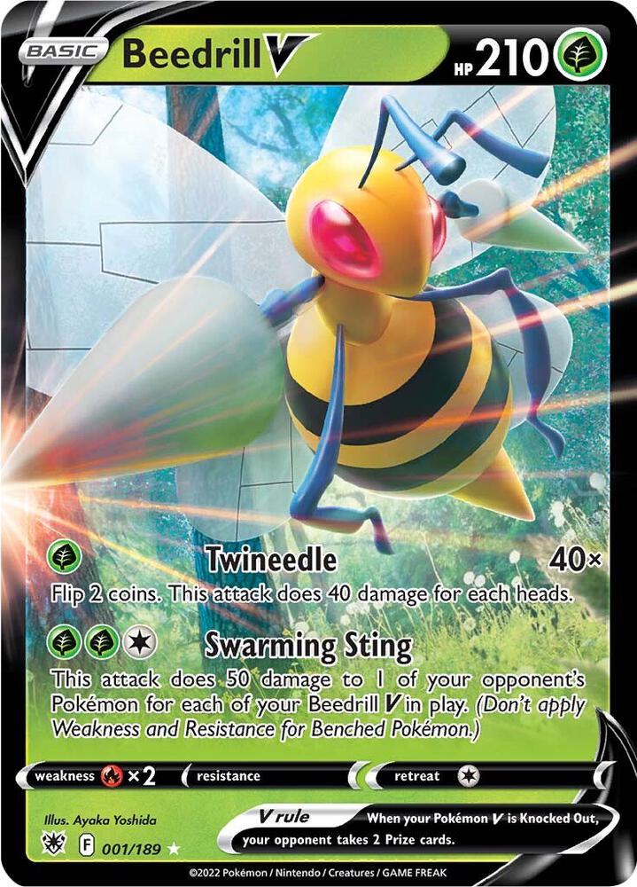 Pokemon Astral Radiance Beedrill V 001/189 Holo Rare Holo Card