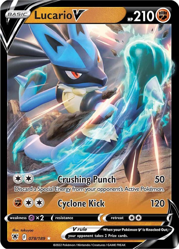 Pokemon Astral Radiance Lucario V 078/189 Ultra Rare Holo Card - stylecreep.com