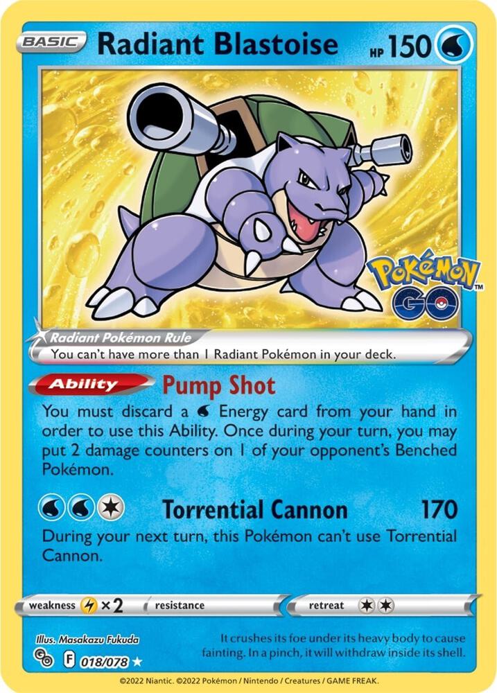 Pokemon Pokemon Go Radiant Blastoise 018/078 Radiant Rare Holo Card - stylecreep.com