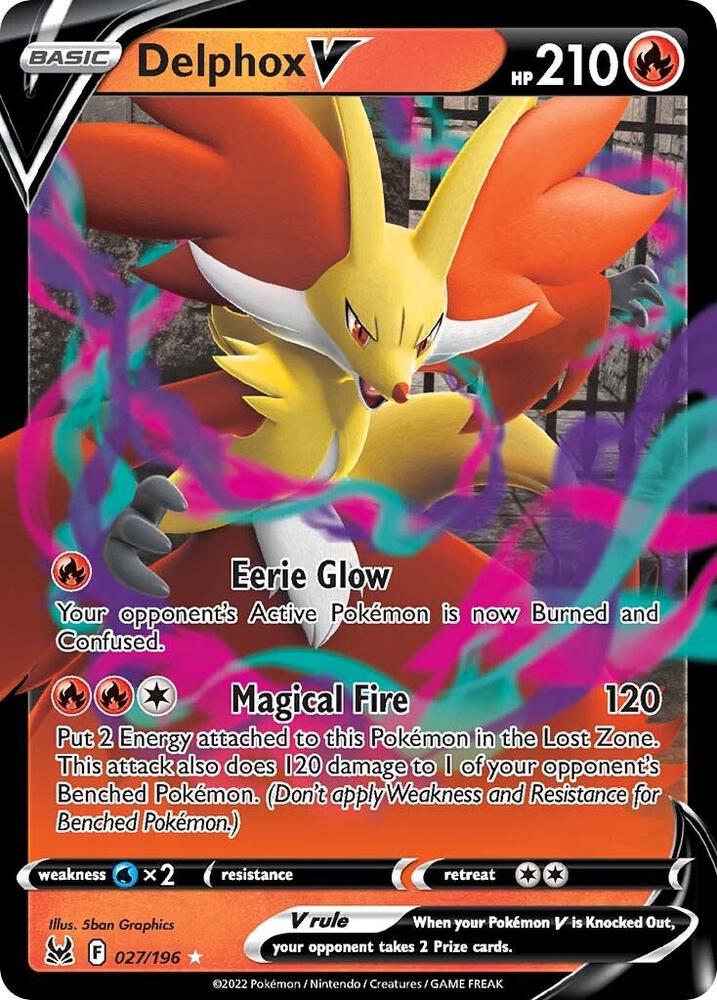 Pokemon Lost Origin Delphox V 027/196 Ultra Rare Holo Card - stylecreep.com