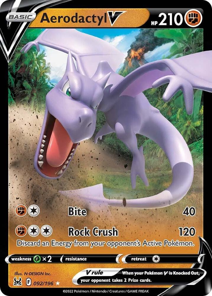 Pokemon Lost Origin Aerodactyl V 092/196 Ultra Rare Holo Card - stylecreep.com