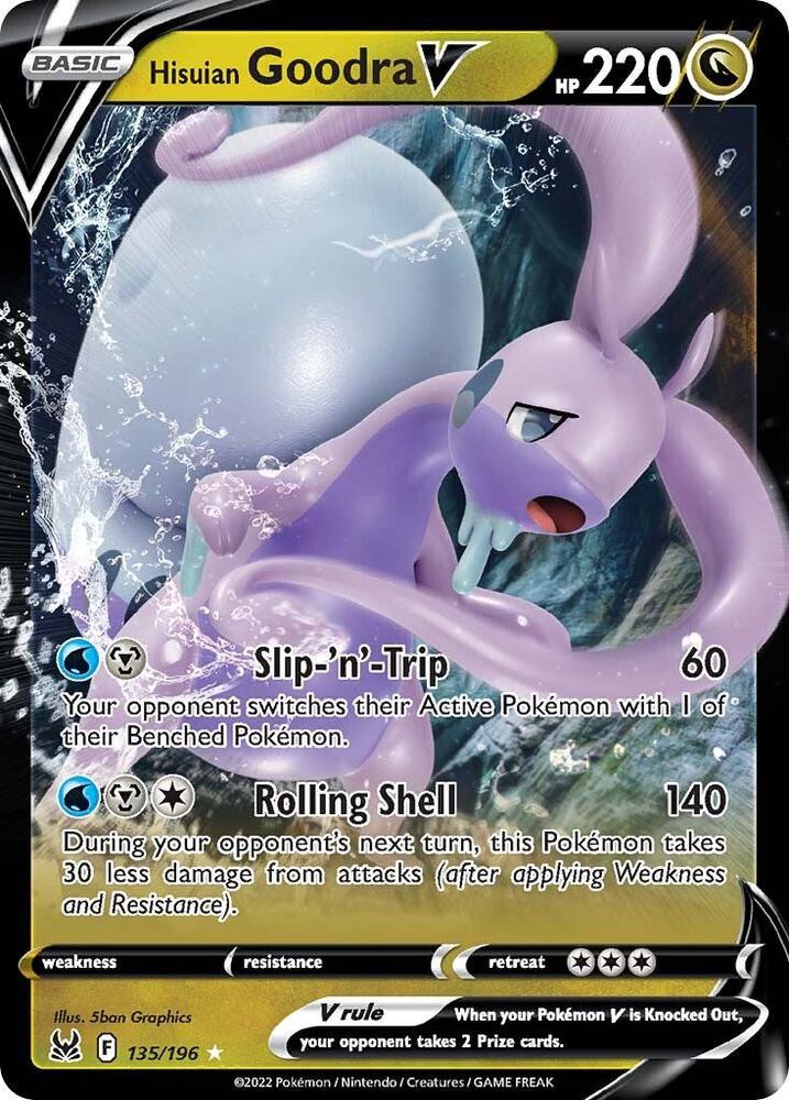 Pokemon Lost Origin Hisuian Goodra V 135/196 Ultra Rare Holo Card - stylecreep.com