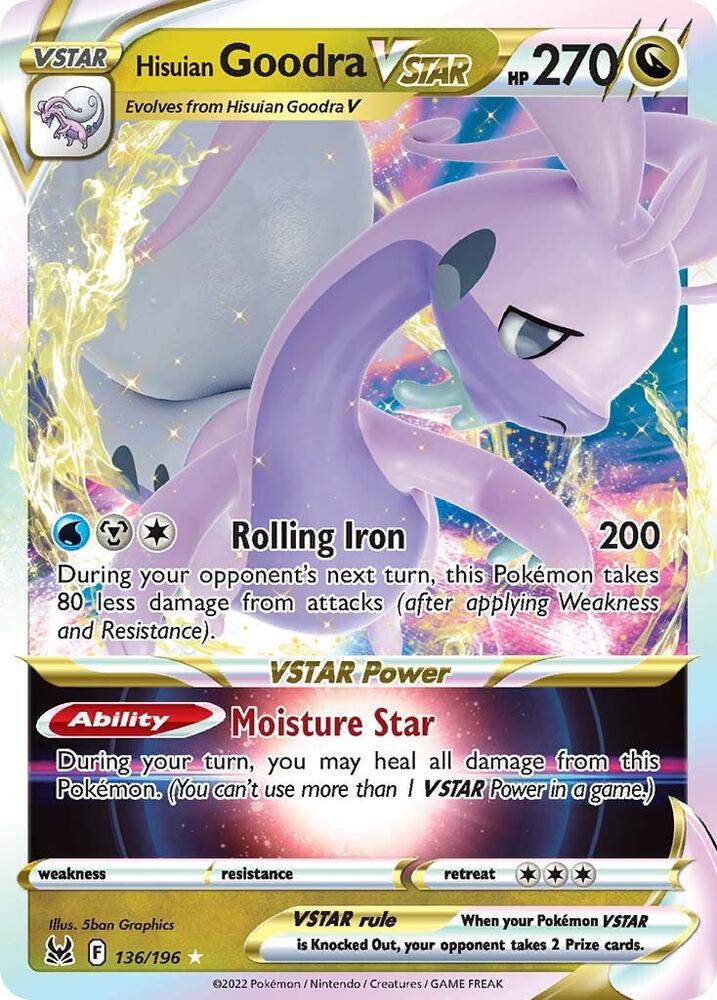 Pokemon Lost Origin Hisuian Goodra VSTAR 136/196 Ultra Rare Holo Card - stylecreep.com