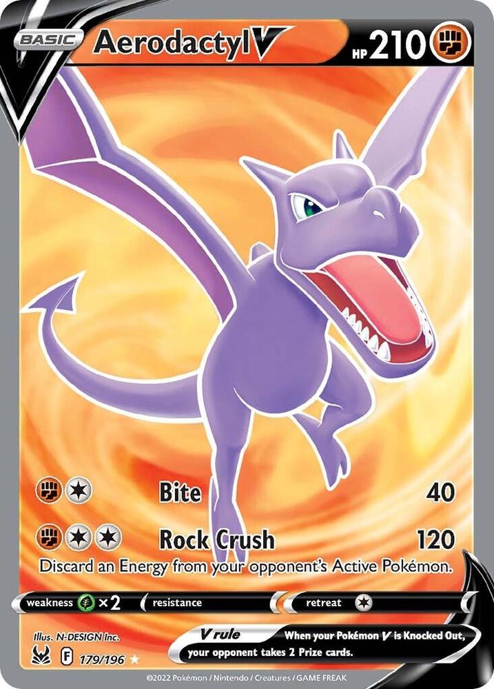 Pokemon Lost Origin Aerodactyl V (Full Art) 179/196 Ultra Rare Holofoil Card