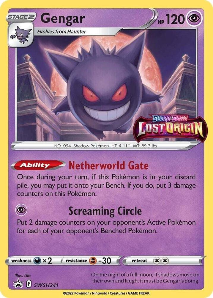 Pokemon Sword & Shield Promo Gengar (Prerelease) SWSH241 Holo Card