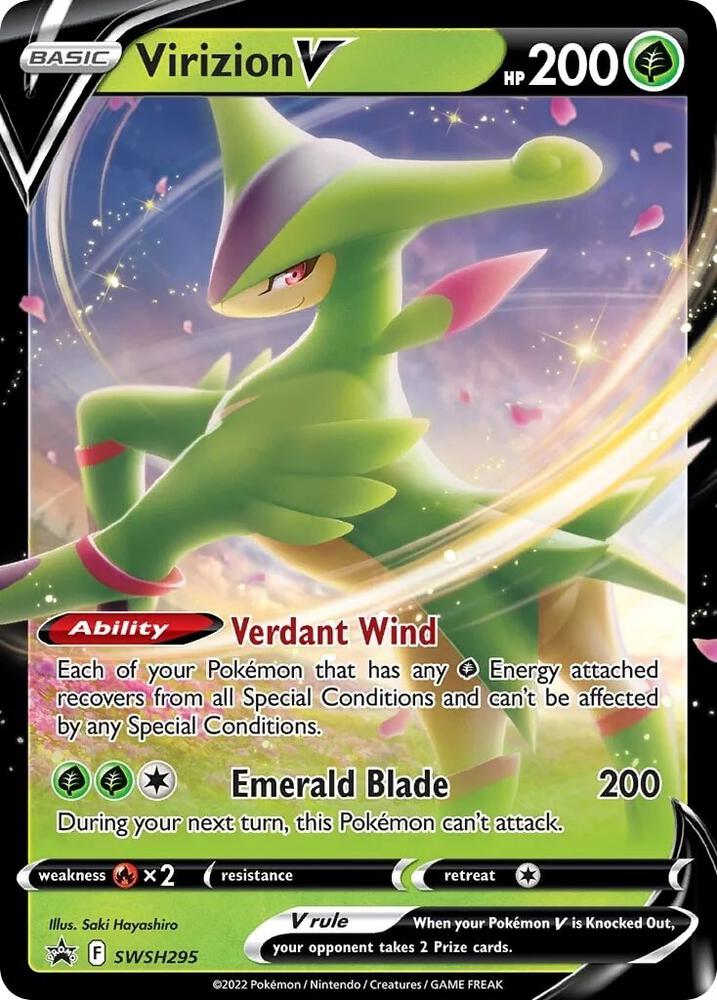 Pokemon Sword & Shield Promo Virizion V SWSH295 Holo Card