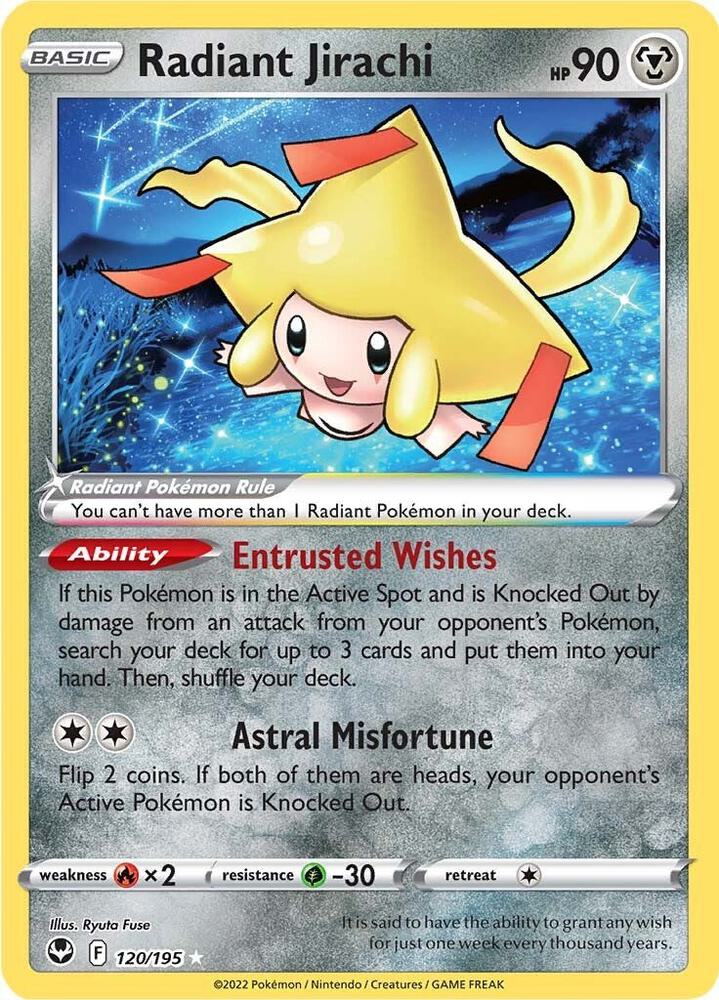 Pokemon Silver Tempest Radiant Jirachi 120/195 Radiant Rare Holo Card - stylecreep.com