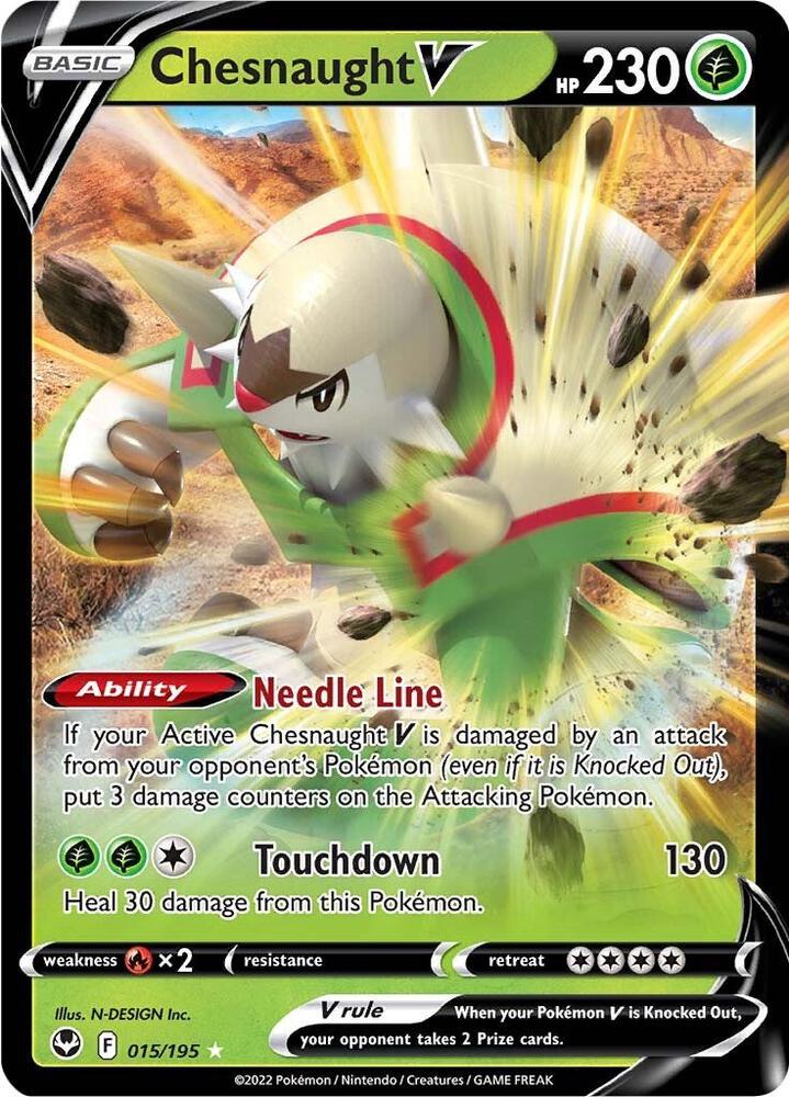 Pokemon Silver Tempest Chesnaught V 015/195 Ultra Rare Holo Card - stylecreep.com