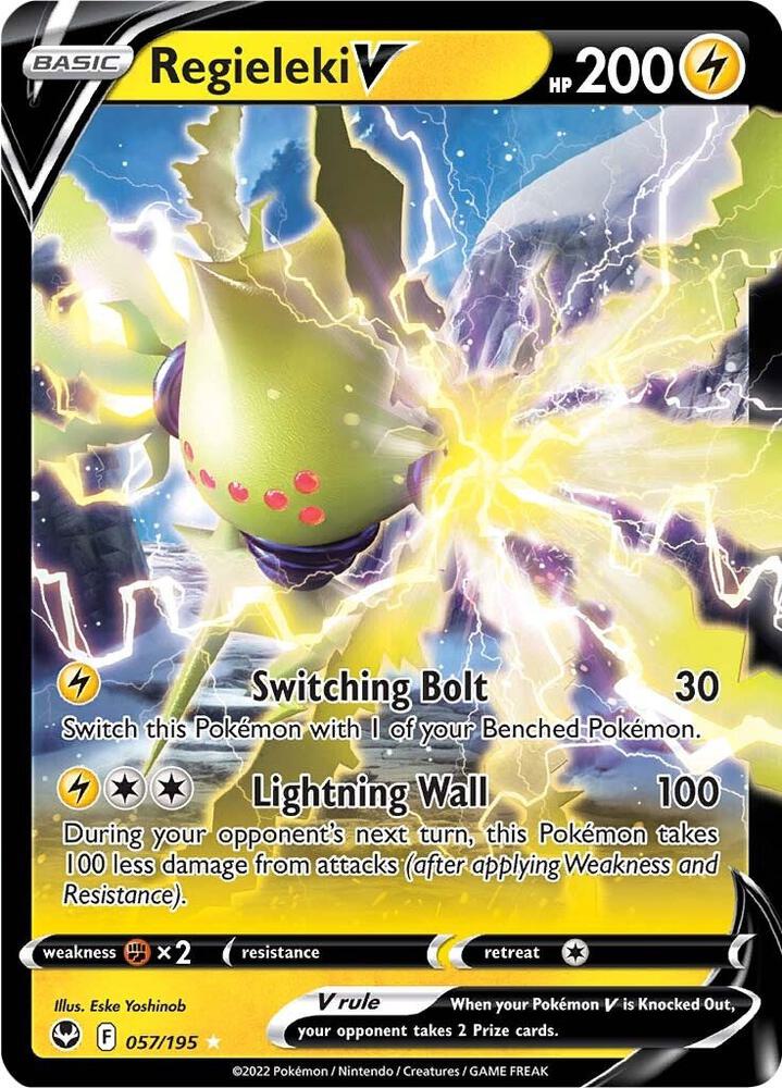 Pokemon Silver Tempest Regieleki V 057/195 Ultra Rare Holo Card - stylecreep.com