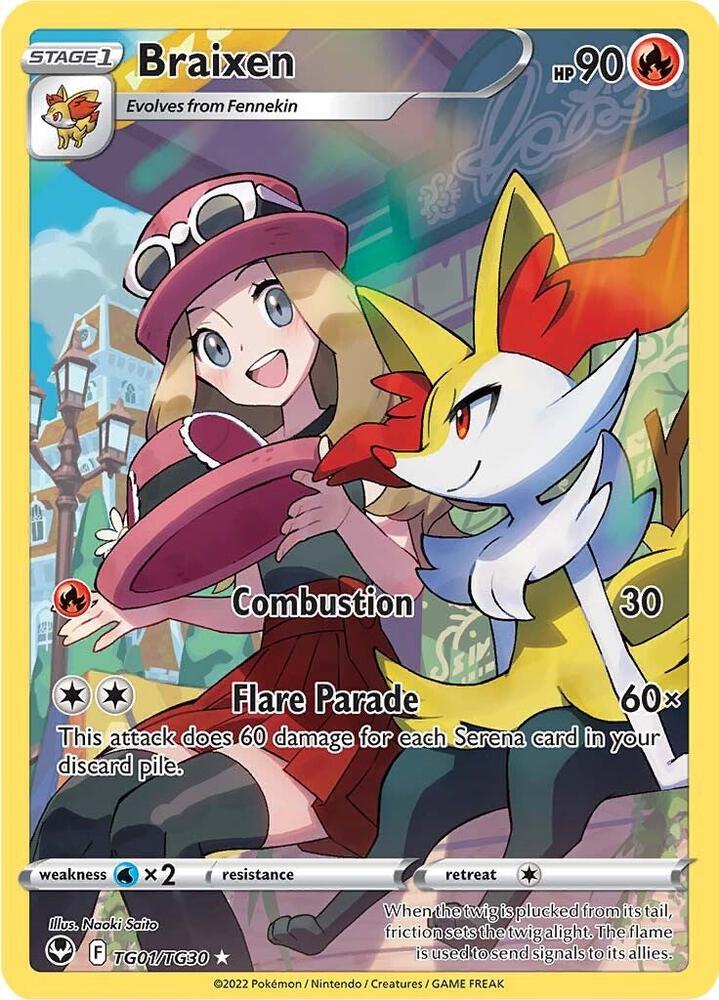 Pokemon Silver Tempest Braixen TG01/TG30 Ultra Rare Holofoil Card