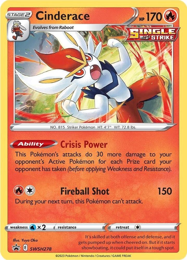 Pokemon Sword & Shield Promo Cinderace SWSH278 Holo Card