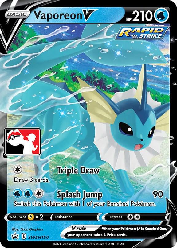 Pokemon Prize Pack Series Vaporeon V SWSH150 Promo Holofoil Card