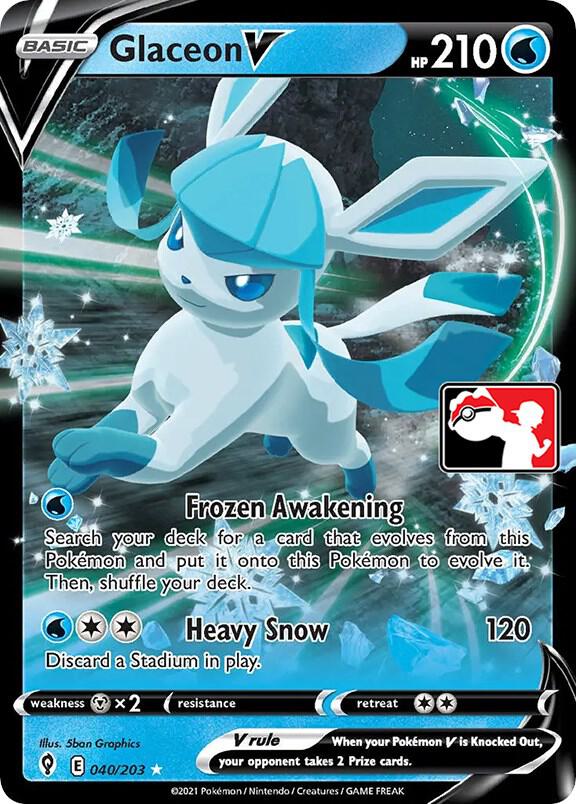 Pokemon Prize Pack Series Glaceon V 040/203 Ultra Rare Holofoil Card