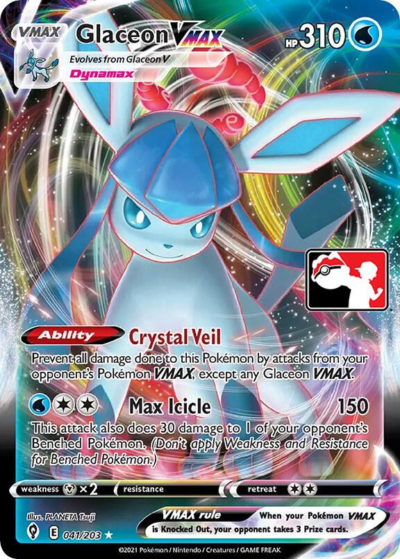 Pokemon Prize Pack Series Glaceon VMAX 041/203 Ultra Rare Holofoil Card