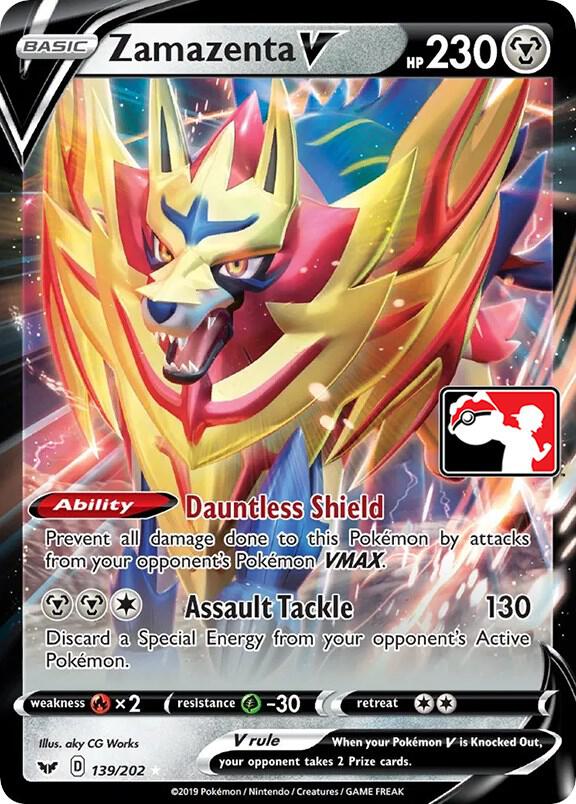 Pokemon Prize Pack Series Zamazenta V 139/202 Ultra Rare Holofoil Card