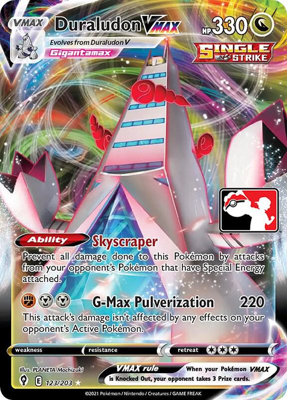 Pokemon Prize Pack Series Duraludon VMAX 123/203 Ultra Rare Holofoil Card