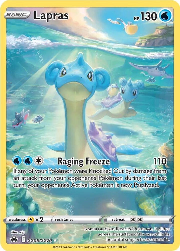 Pokemon Crown Zenith Lapras GG05/GG70 Ultra Rare Holofoil Card