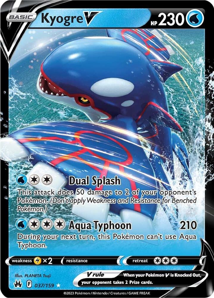 Pokemon Crown Zenith Kyogre V 037/159 Ultra Rare Holo Card - stylecreep.com