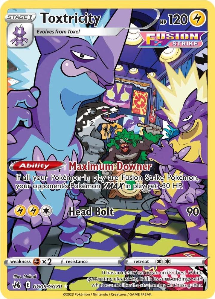 Pokemon Crown Zenith Toxtricity GG09/GG70 Holo Rare Holofoil Card