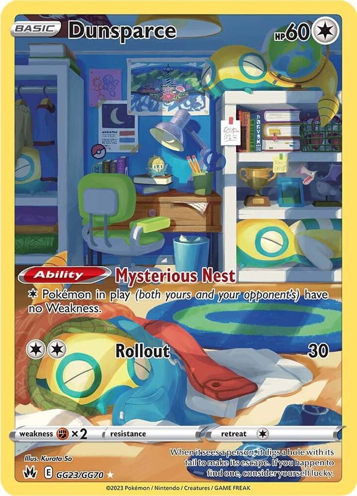 Pokemon Crown Zenith Dunsparce GG23/GG70 Holo Rare Holofoil Card