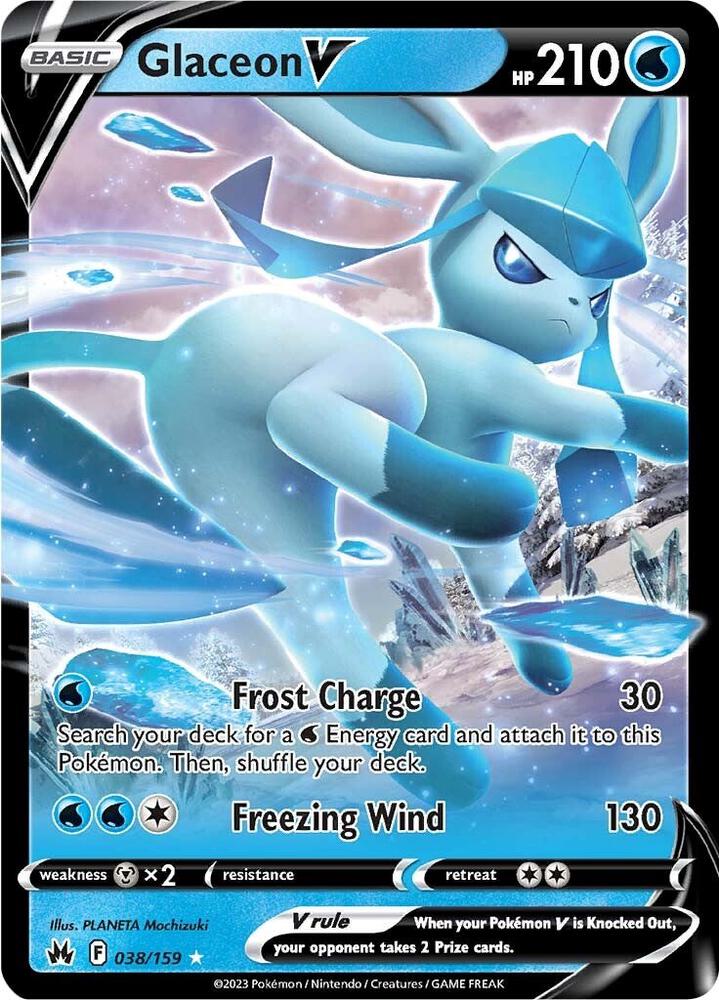 Pokemon Crown Zenith Glaceon V 038/159 Ultra Rare Holo Card - stylecreep.com