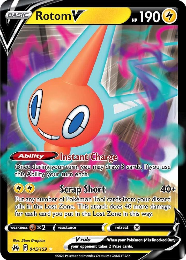 Pokemon Crown Zenith Rotom V 045/159 Ultra Rare Holo Card - stylecreep.com