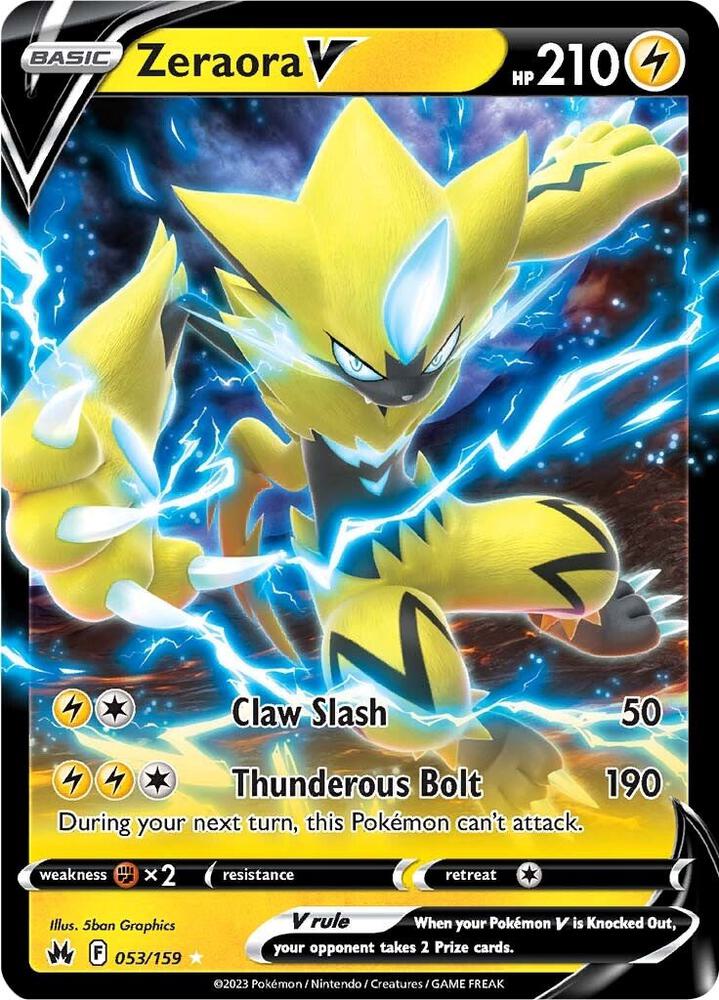 Pokemon Crown Zenith Zeraora V 053/159 Ultra Rare Holo Card - stylecreep.com