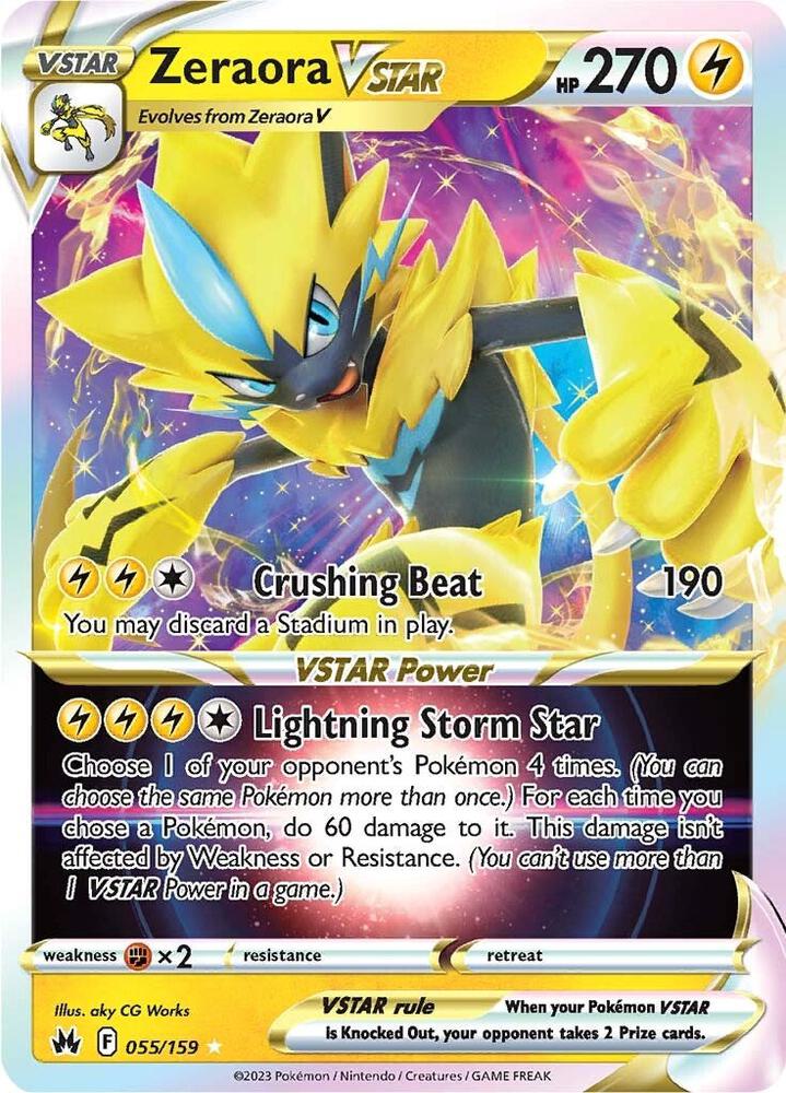 Pokemon Crown Zenith Zeraora VSTAR 055/159 Ultra Rare Holo Card - stylecreep.com