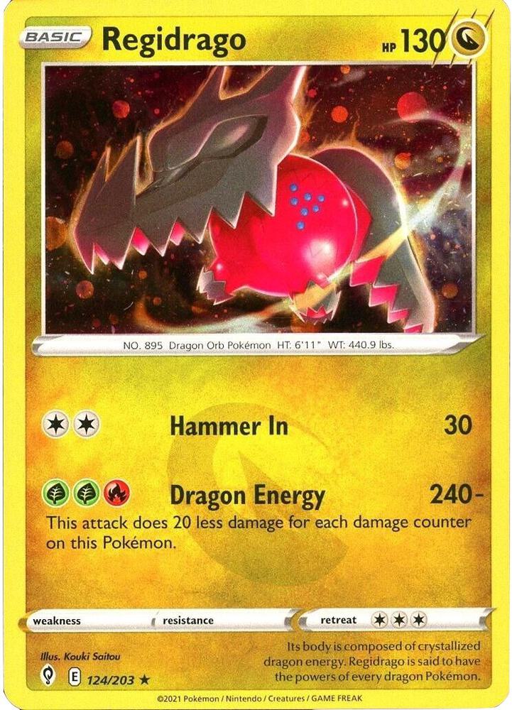 Pokemon Sword & Shield Promo Regidrago (Cosmos Holo) 124/203 Holo Rare Holo Card