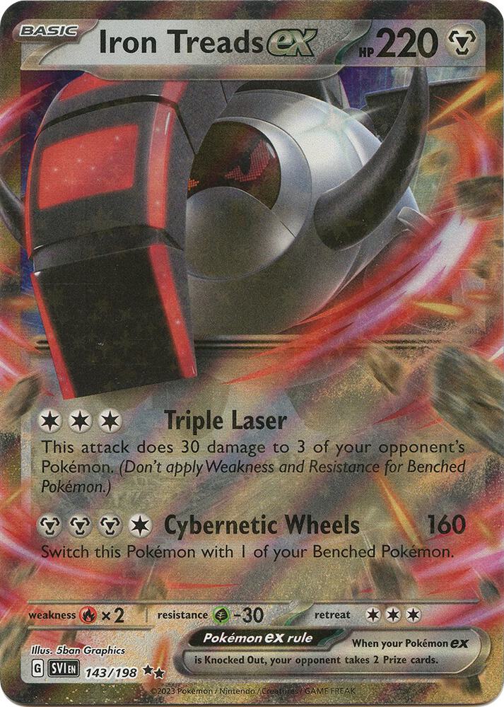 Pokemon Scarlet & Violet Base Set Iron Treads ex 143/198 Double Rare Holo Card - stylecreep.com