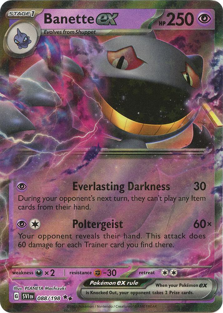 Pokemon Scarlet & Violet Base Set Banette ex 088/198 Double Rare Holo Card - stylecreep.com