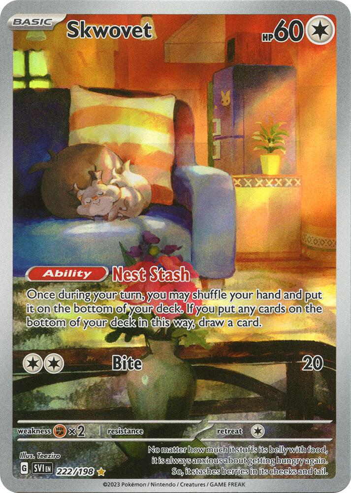 Pokemon Scarlet & Violet Skwovet 222/198 Illustration Rare Holofoil Card