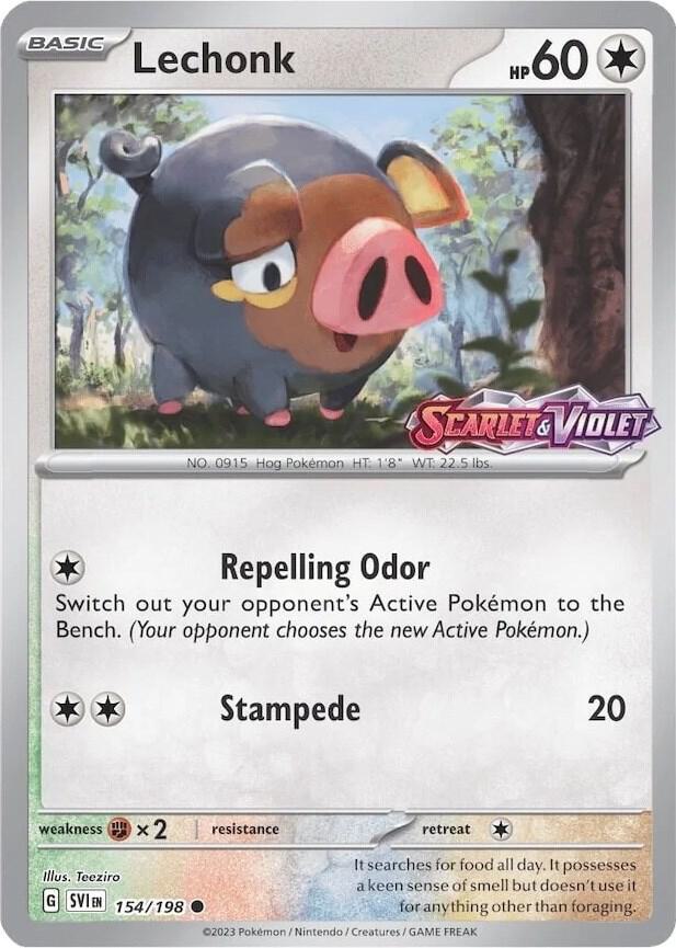 Pokemon Scarlet & Violet Promo Lechonk (Store Promo) 154/198 Reverse Holo Card - stylecreep.com