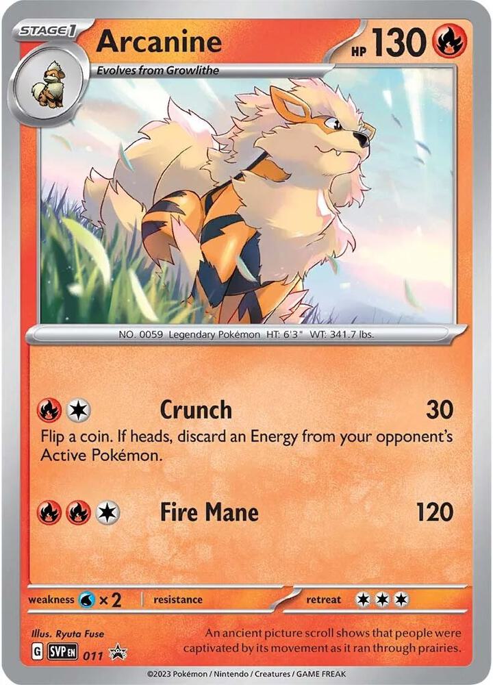 Pokemon Scarlet & Violet Promo Arcanine 011 Holo Card