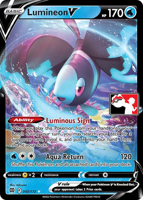 Pokemon Prize Pack Series Lumineon V 040/172 Ultra Rare Holofoil Card - stylecreep.com