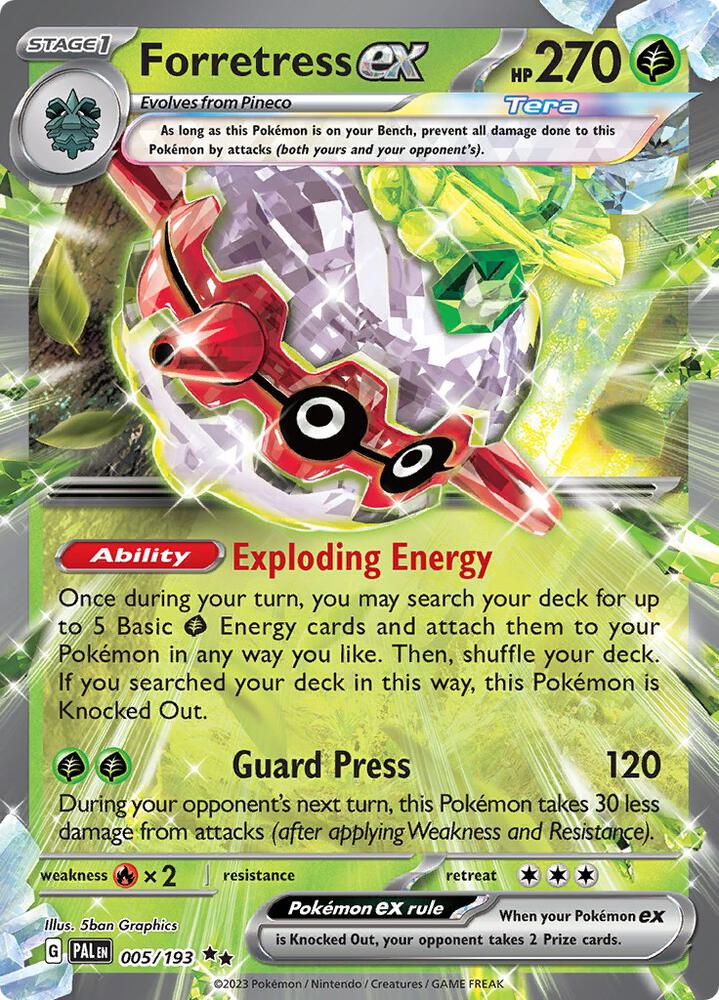 Pokemon Paldea Evolved Forretress ex 005/193 Double Rare Holo Card - stylecreep.com