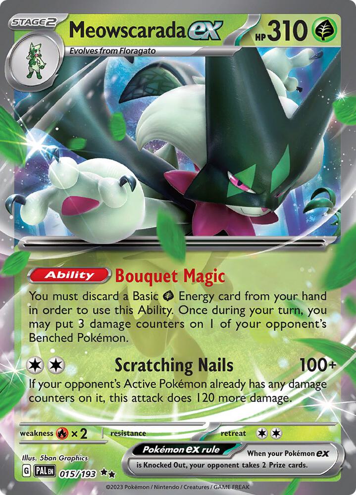 Pokemon Paldea Evolved Meowscarada ex 015/193 Double Rare Holo Card - stylecreep.com