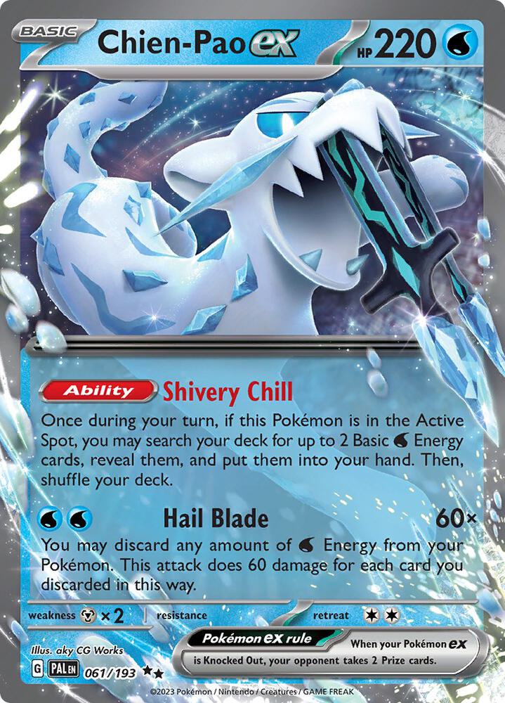 Pokemon Paldea Evolved Chien Pao ex 061/193 Double Rare Holo Card - stylecreep.com