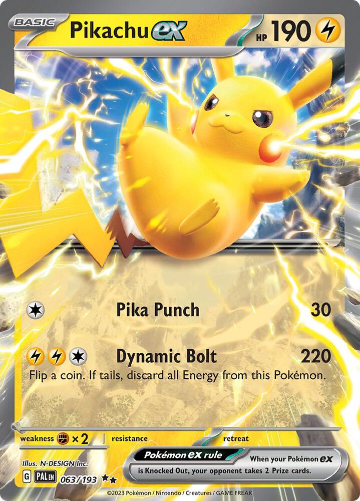 Pokemon Paldea Evolved Pikachu ex 063/193 Double Rare Holo Card